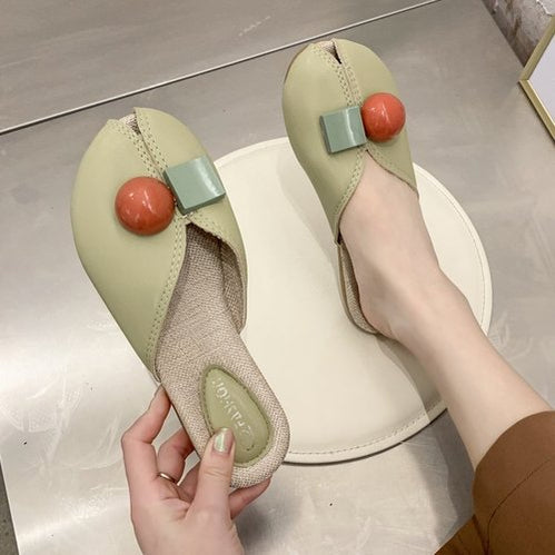 New Fashion Flat Beach Slides Summer New Slippers Women Shoes Woman Mules Fish Mouth Comfortable Cover Toe Ladies Shoes Green