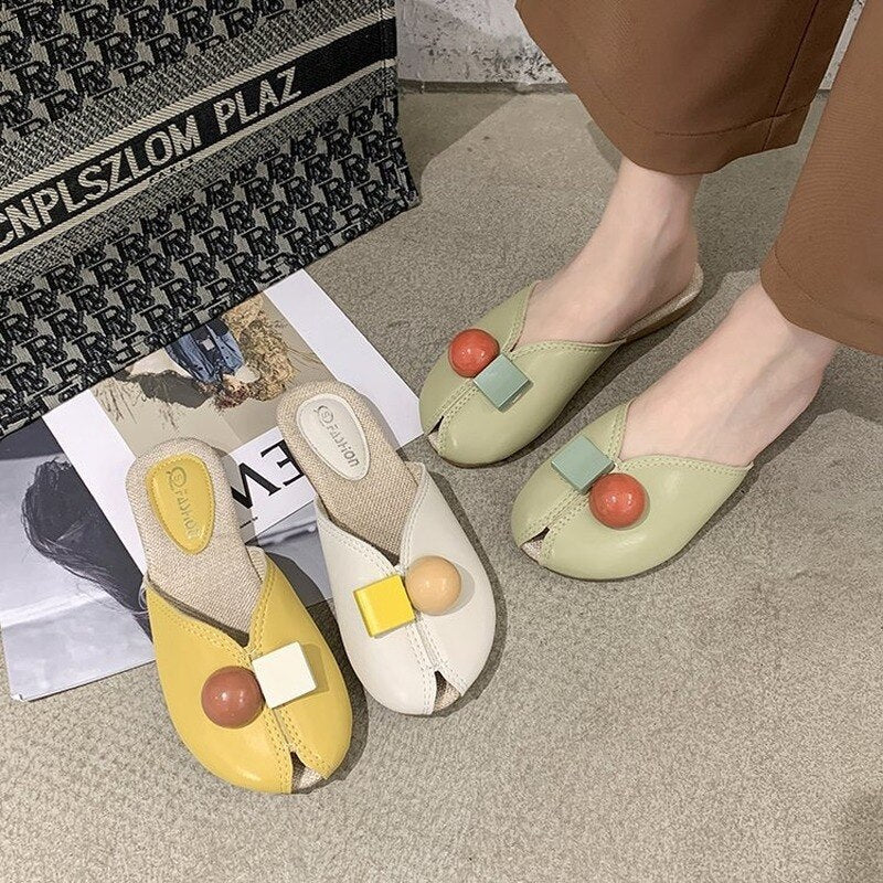 New Fashion Flat Beach Slides Summer New Slippers Women Shoes Woman Mules Fish Mouth Comfortable Cover Toe Ladies Shoes