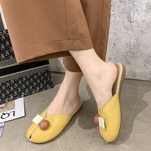 New Fashion Flat Beach Slides Summer New Slippers Women Shoes Woman Mules Fish Mouth Comfortable Cover Toe Ladies Shoes Yellow