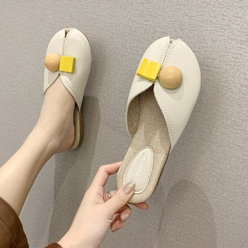 New Fashion Flat Beach Slides Summer New Slippers Women Shoes Woman Mules Fish Mouth Comfortable Cover Toe Ladies Shoes