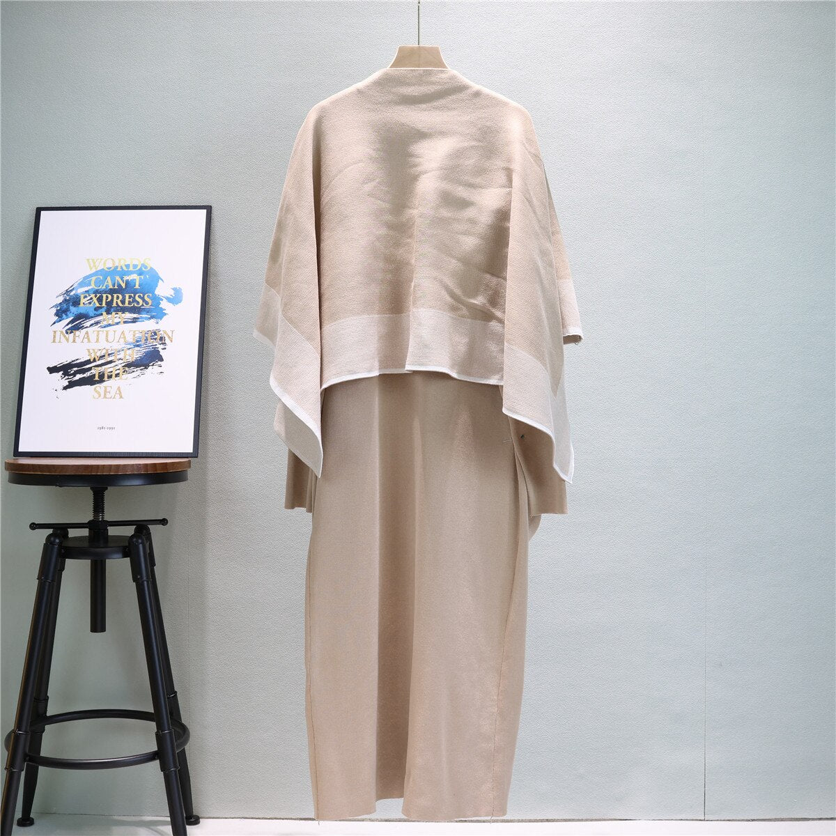 New In Autumn Winter Dress Elegant Women's Clothing Long Sleeve Sweater Knitted Dress Two-piece Sets With Scarf 2024