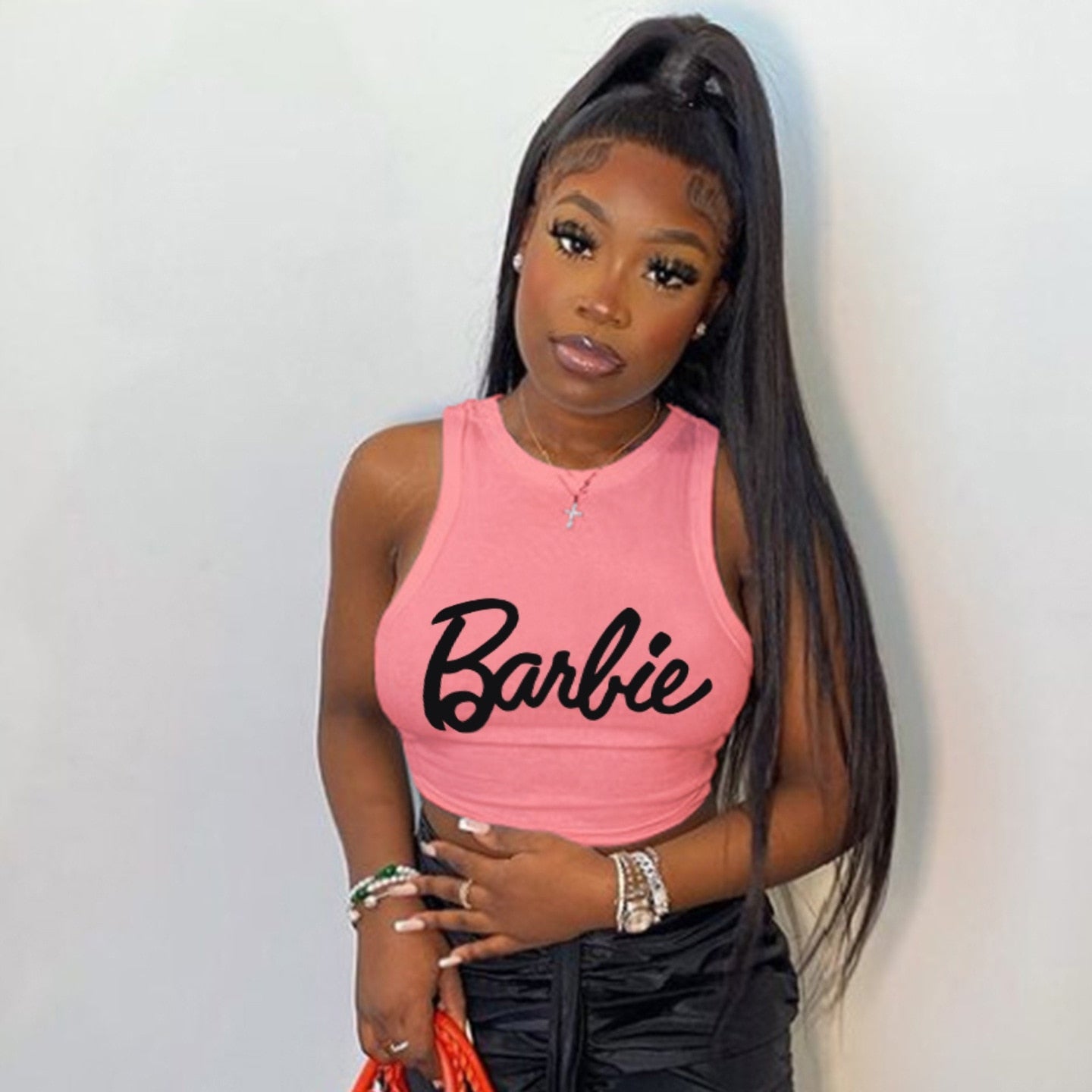 New Kawaii Barbie Crop Top Sexy Girls Summer Sleeveless Camisole Vest Y2K  Ladies Slim Fashion T-Shirt Casual Tank Tops Gifts