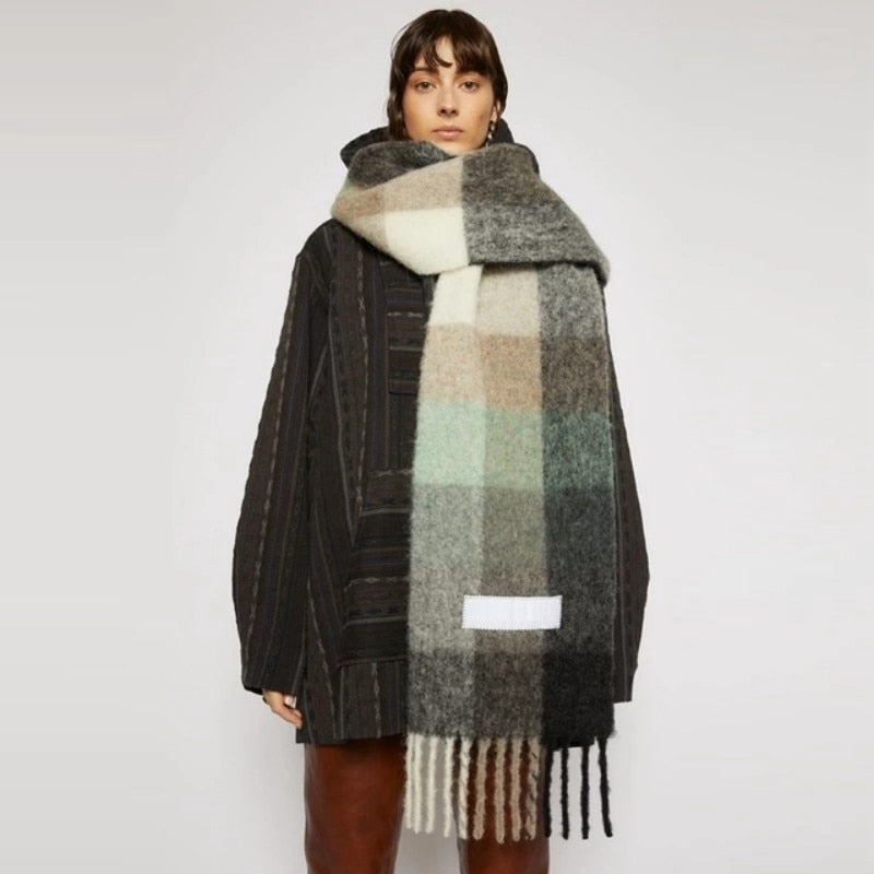 New Scarf Autumn and Winter Multicolor Thickened Plaid Scarf The Same Length Warm Shawl For Men and Women Scarves 8