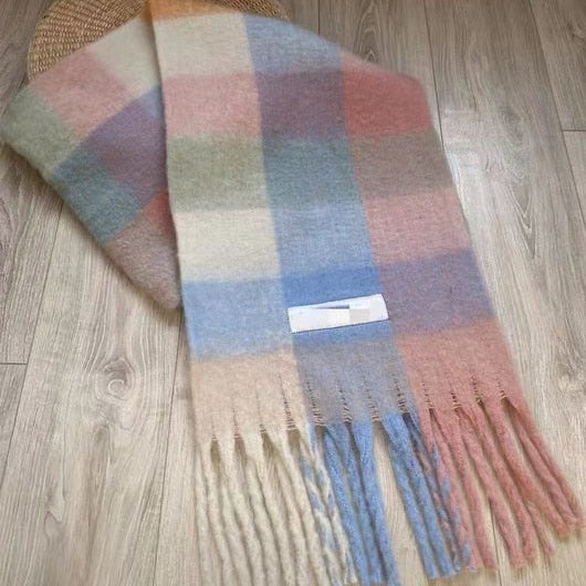 New Scarf Autumn and Winter Multicolor Thickened Plaid Scarf The Same Length Warm Shawl For Men and Women Scarves 38