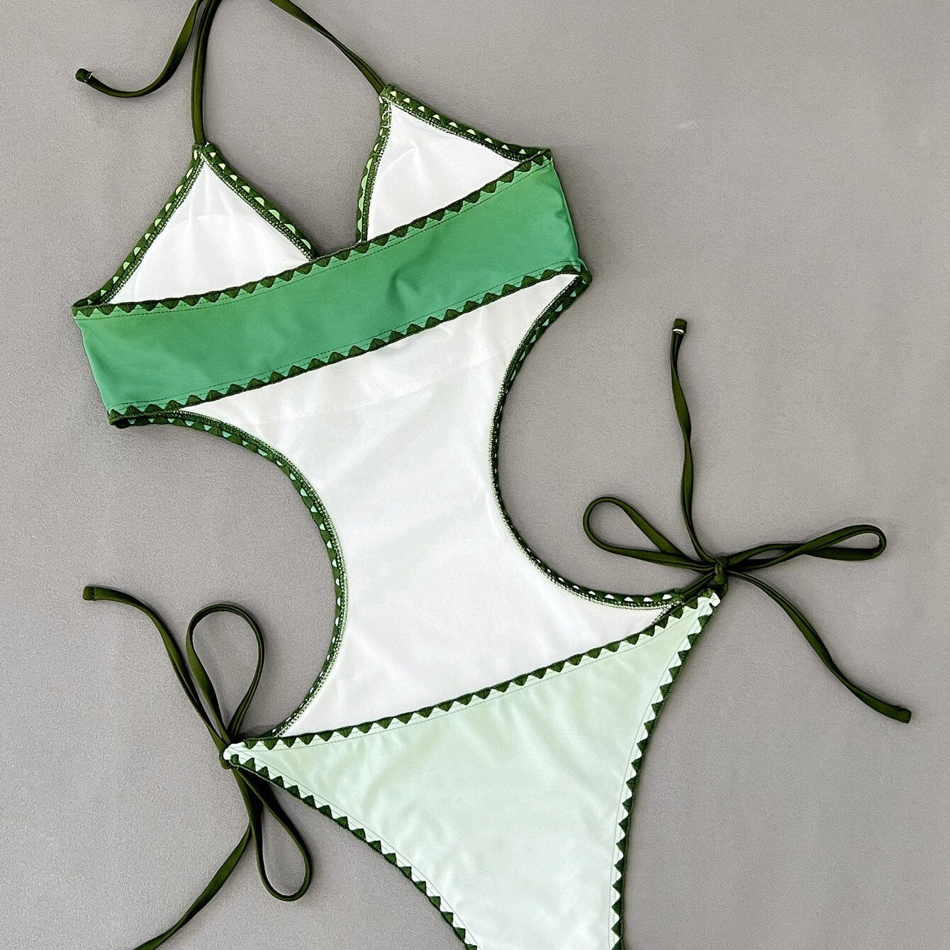 New Sexy One Piece Swimsuit - Swimwear V-neck Halter Gradient One-piece Bathing Suit Beachwear