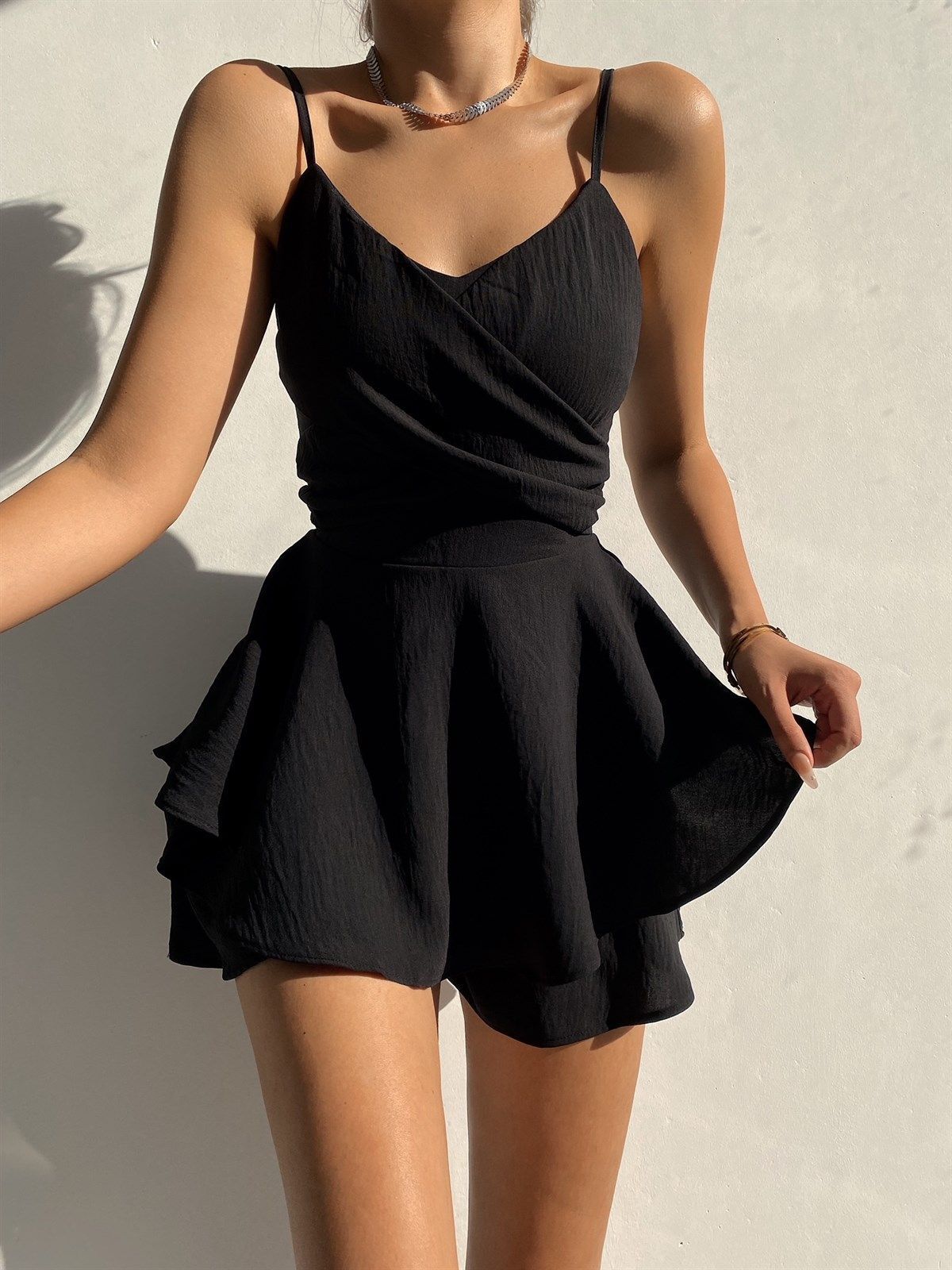 New Slim Spaghetti Strap Sexy Jumpsuits Y2k Solid Ruffles Summer Rompers Casual Threaded Slip Playsuit Female 2024 Ropa Mujer Black