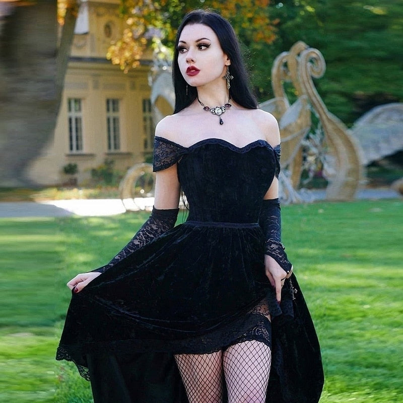 New Spring Hoco Gothic Dress Goth Lolita Y2K Mini Party Draped Bodycon ...