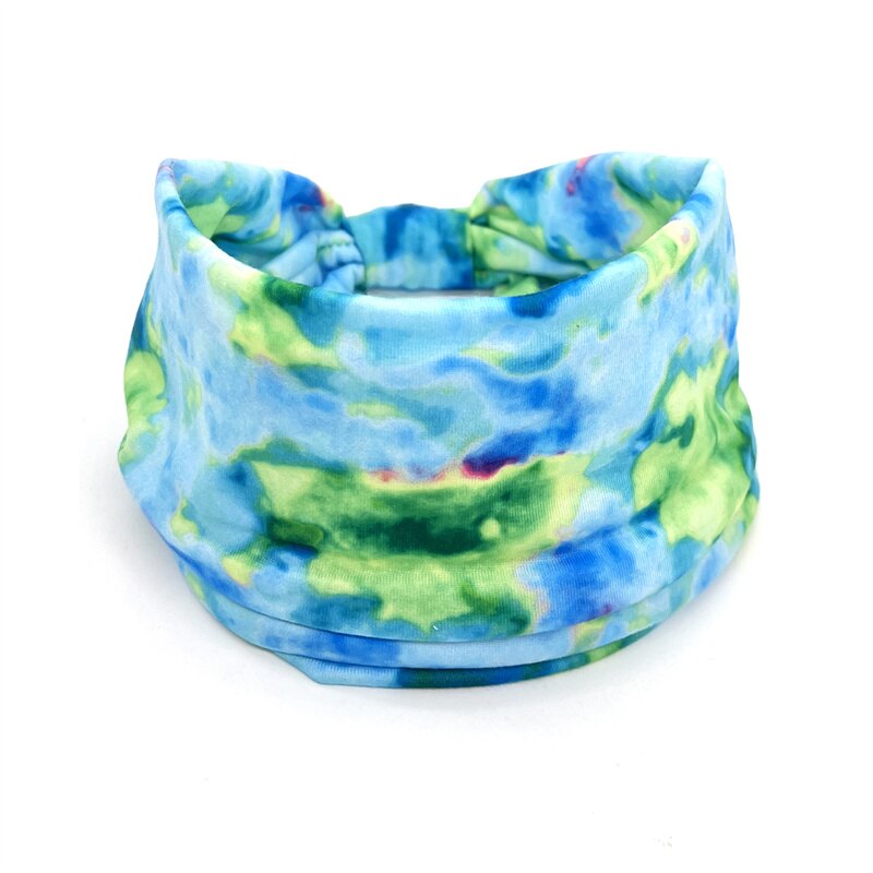 New Tie Dye Turban Sport Hair Sweatband for Women Men Colourful Knot Stretchy Wide Headbands Yoga Bandana Hairbands Bandages 04