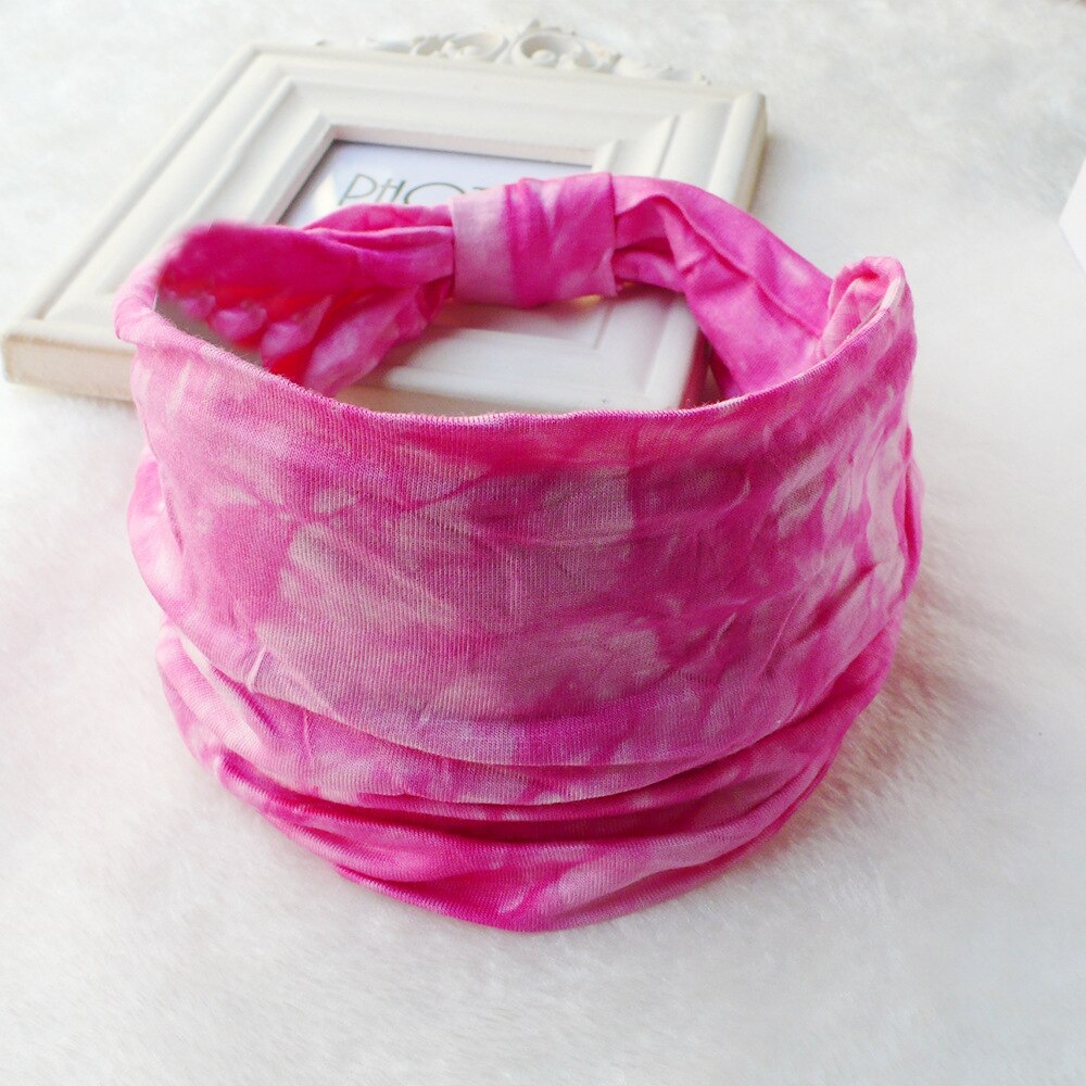 New Tie Dye Turban Sport Hair Sweatband for Women Men Colourful Knot Stretchy Wide Headbands Yoga Bandana Hairbands Bandages 11