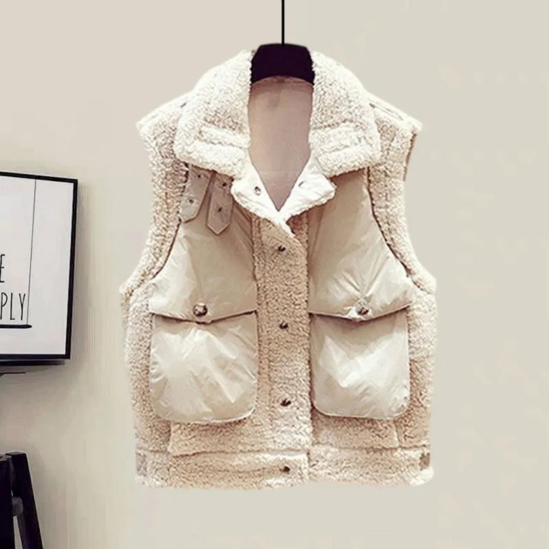 New Winter Women's Tracksuit Monster Letter Printed Knitted Pullover Sweater + Lamb Wool Vest +Casual Pants Suit 3 Piece Set Vest