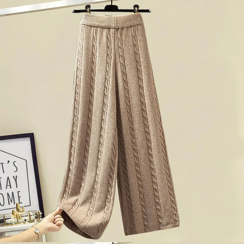 New Winter Women's Tracksuit Monster Letter Printed Knitted Pullover Sweater + Lamb Wool Vest +Casual Pants Suit 3 Piece Set