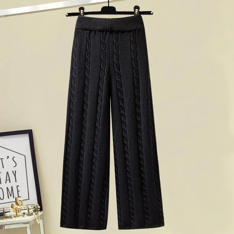 New Winter Women's Tracksuit Monster Letter Printed Knitted Pullover Sweater + Lamb Wool Vest +Casual Pants Suit 3 Piece Set