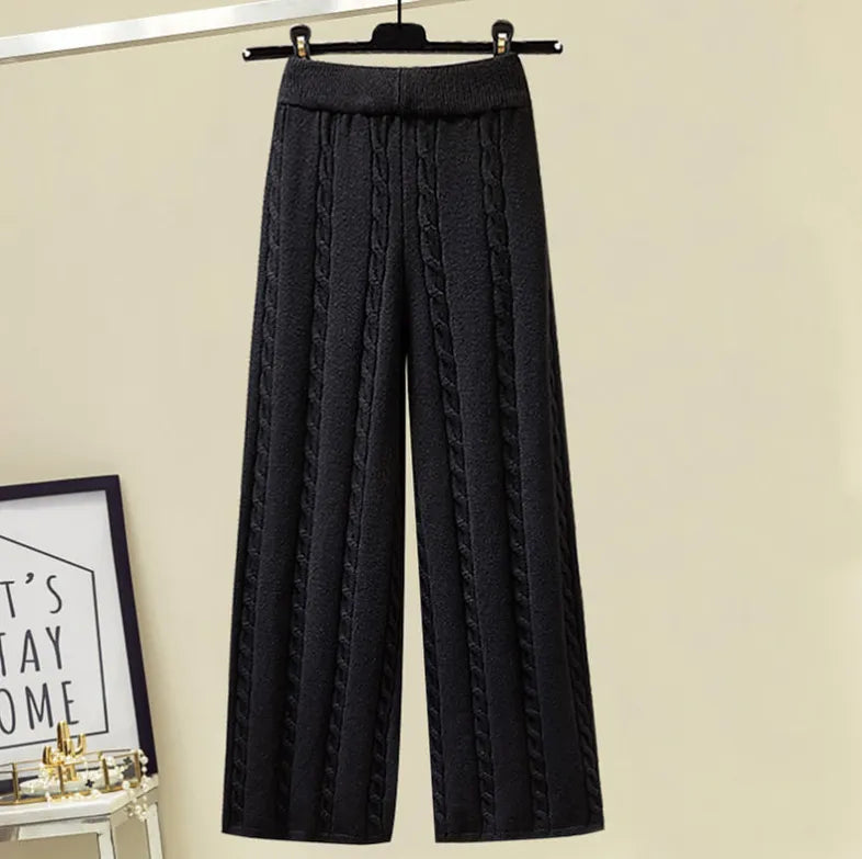 New Winter Women's Tracksuit Monster Letter Printed Knitted Pullover Sweater + Lamb Wool Vest +Casual Pants Suit 3 Piece Set