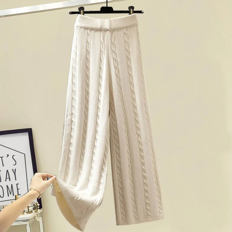 New Winter Women's Tracksuit Monster Letter Printed Knitted Pullover Sweater + Lamb Wool Vest +Casual Pants Suit 3 Piece Set