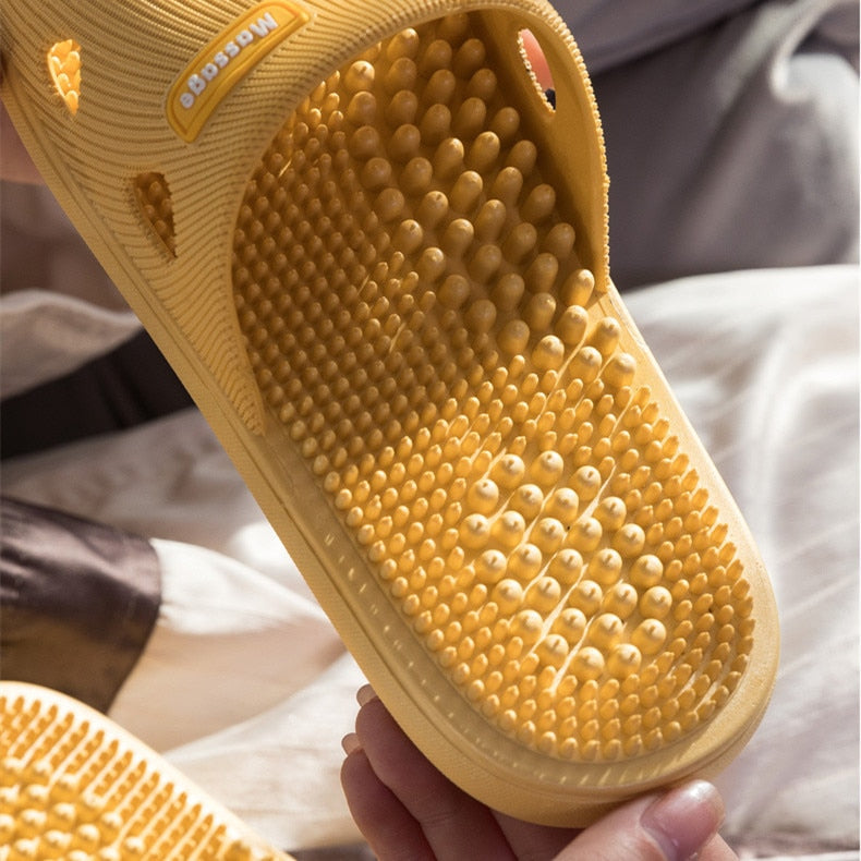 New Women Foot Massage Slippers Men Slipper Indoor Bathroom Non-slip Soft Slides Couples House Relief Feet Health Care Shoes