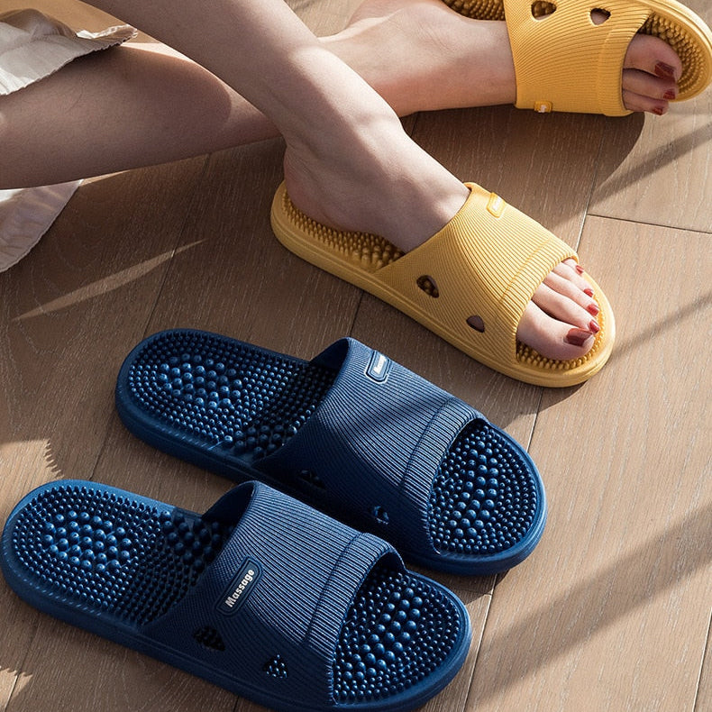 New Women Foot Massage Slippers Men Slipper Indoor Bathroom Non-slip Soft Slides Couples House Relief Feet Health Care Shoes