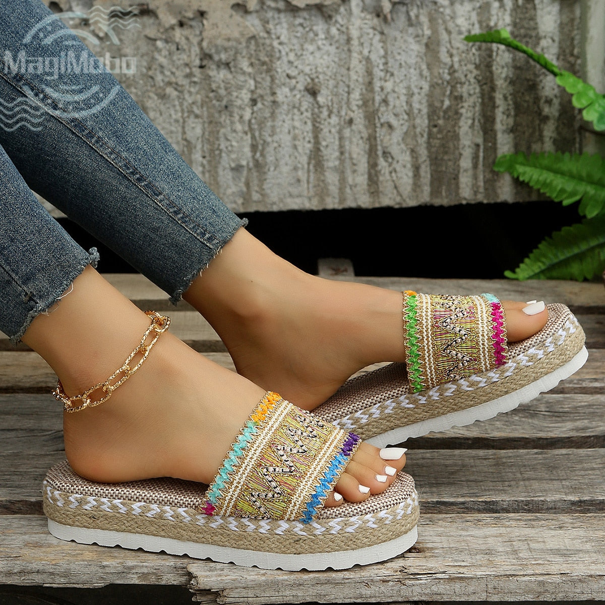 New Women Sandals Summer 2024 Casual Size 35-43 Women Slippers Wedges Fashion Platform Multi-Colors Female Beach Ladies Shoes Blue