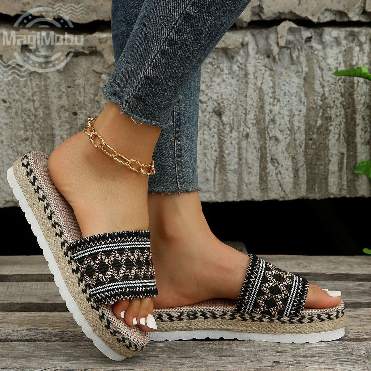 New Women Sandals Summer 2024 Casual Size 35-43 Women Slippers Wedges Fashion Platform Multi-Colors Female Beach Ladies Shoes Black