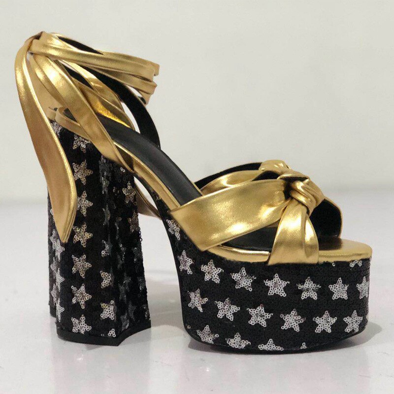 New Women Sandals Summer Shoes Sexy Thick High Heels Platform 10 colors Dress Party Wedding Shoes Woman Pumps Bow love heels Golden heart