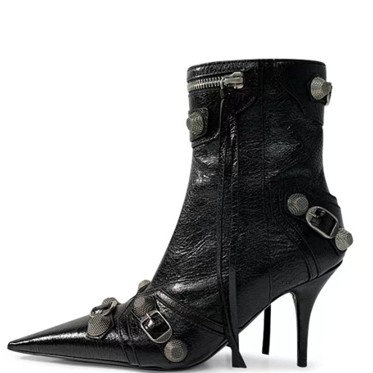 New Women's Boots Pointed Toe High-heeled Boots Paris Fashion Knee-high Boots European and American Party Boots