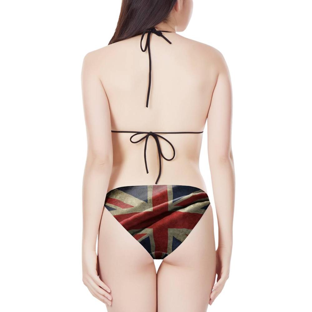 New fashion United Kingdom Flags Pattern Woman Sexy Bikini Set Halter Padded Lady Swimming Suits Triangle Bathing Beachwear