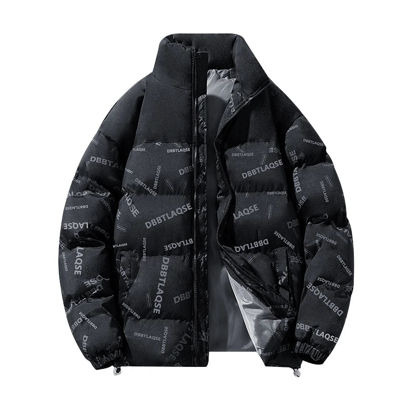 New men's jacket, winter down cotton jacket, printed cotton jacket, Korean version, handsome and thickened cotton jacket, stand