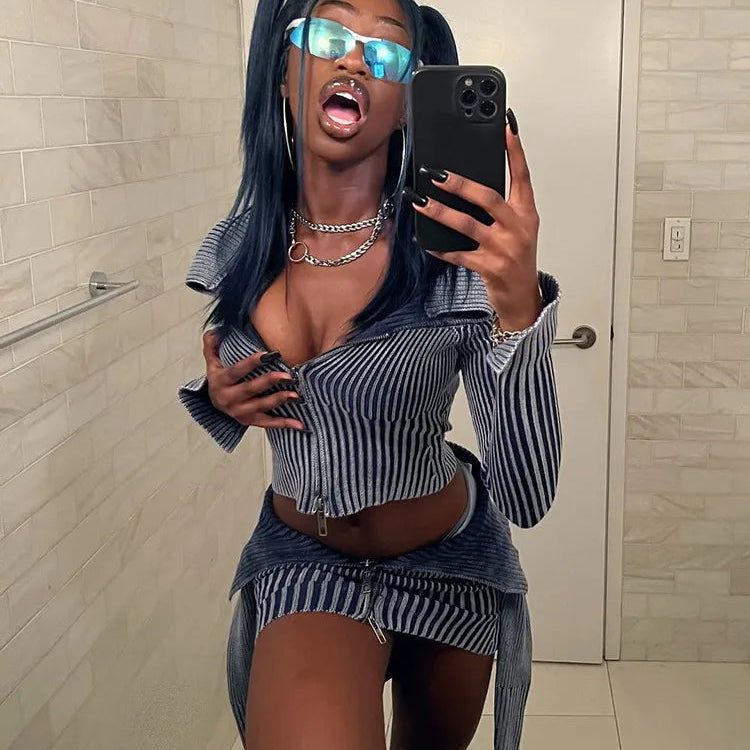 Nibber Autumn Winter Knit Contrast Color Sweater Women warm Fashion Lapel Slim Top Long-sleeved T-shirt Female Zipper Cardigans