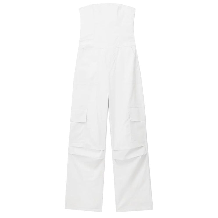 Nlzgmsj TRAF Female Jumpsuit With Pockets Long Jumpsuit Woman 2024 Spring Summer Sleeveless Cargo Jumpsuits For Women Outfit baise