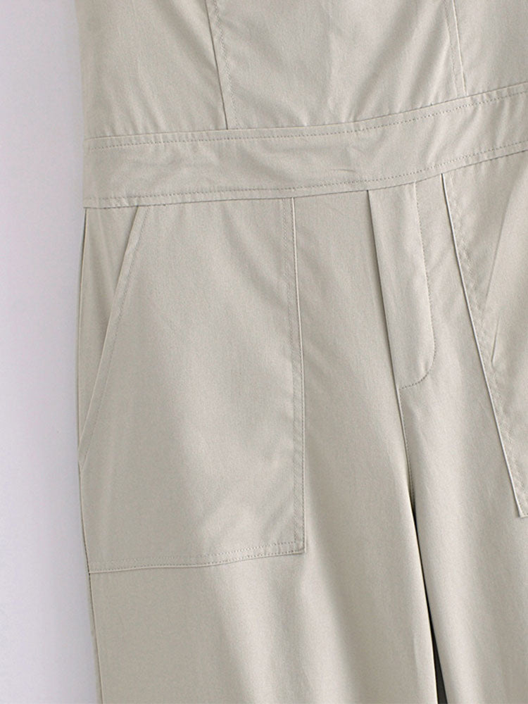 Nlzgmsj TRAF Female Jumpsuit With Pockets Long Jumpsuit Woman 2024 Spring Summer Sleeveless Cargo Jumpsuits For Women Outfit