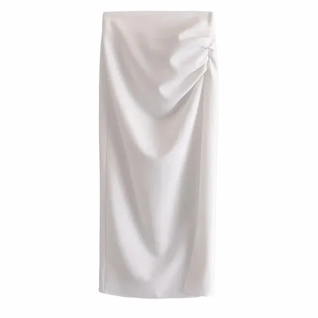 Nlzgmsj ZBZA Skirts Womens 2024 Two Piece Set Linen Blend Cropped Women Shirt Draped Skirt Autumn Fashion Casual Dress Sets As Picture 5