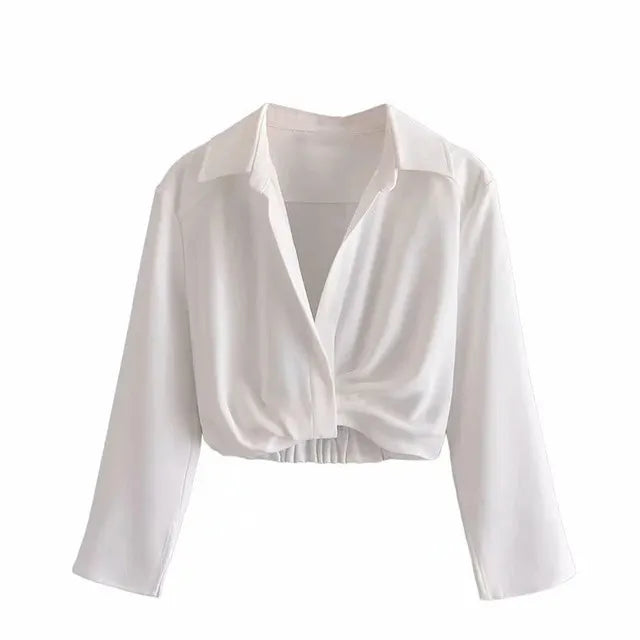 Nlzgmsj ZBZA Skirts Womens 2024 Two Piece Set Linen Blend Cropped Women Shirt Draped Skirt Autumn Fashion Casual Dress Sets As Picture 4