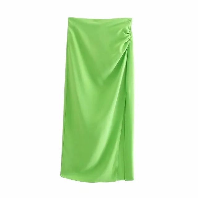 Nlzgmsj ZBZA Skirts Womens 2024 Two Piece Set Linen Blend Cropped Women Shirt Draped Skirt Autumn Fashion Casual Dress Sets As Picture 9