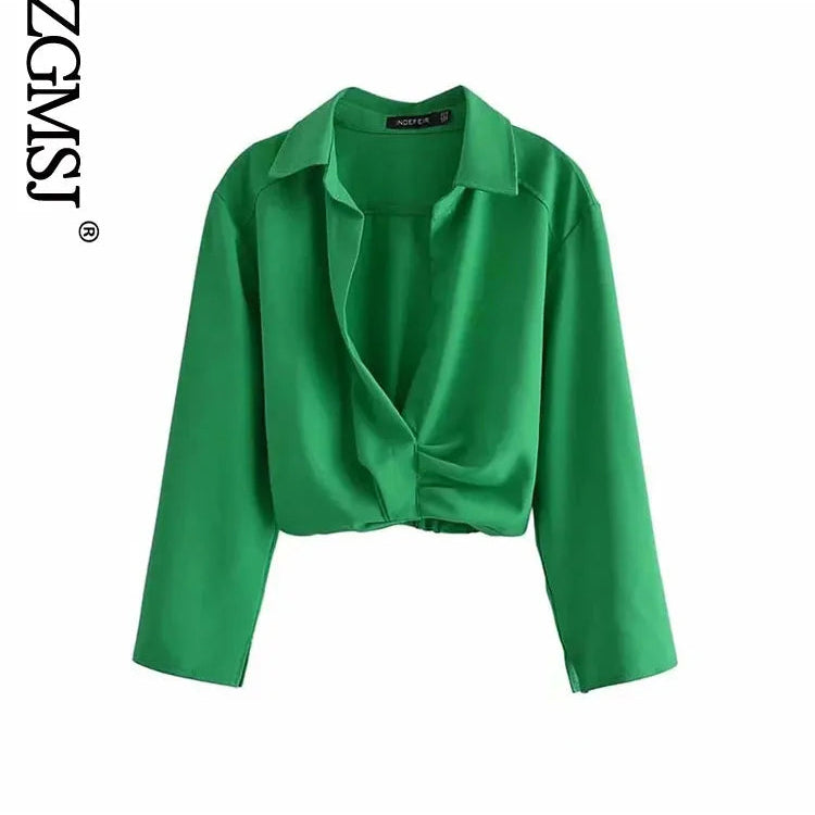 Nlzgmsj ZBZA Skirts Womens 2024 Two Piece Set Linen Blend Cropped Women Shirt Draped Skirt Autumn Fashion Casual Dress Sets