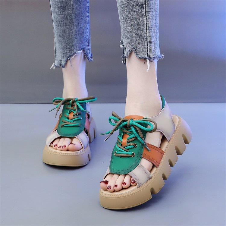 Retro Roman Sandals Women's Summer New Platform Platform Platform Orange