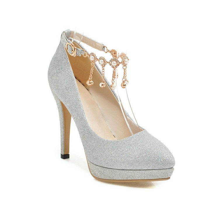 Women's Stylish Platform High Heels Silver