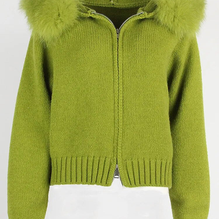 OFTBUY 2024 Fashion Autumn Winter Casual Hooded Real Fox Fur Collar Fashion Short Knitted Jacket with Natural Fur Coat for Women