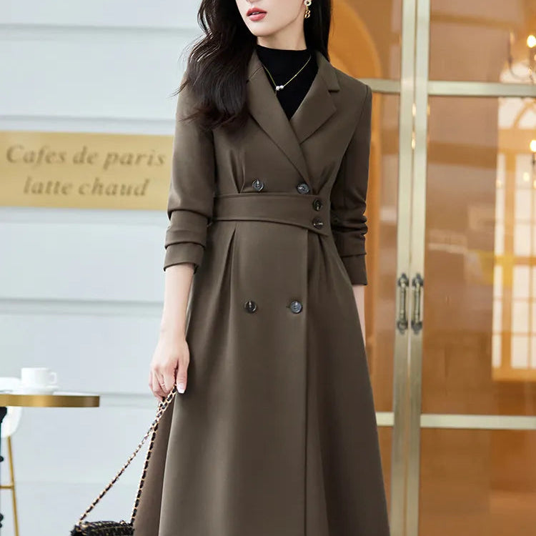 Office Ladies Formal Overcoat Suit For Women Black Apricot Coffee Two Piece Set Skirt Suits Autumn Winter Business Work Wear