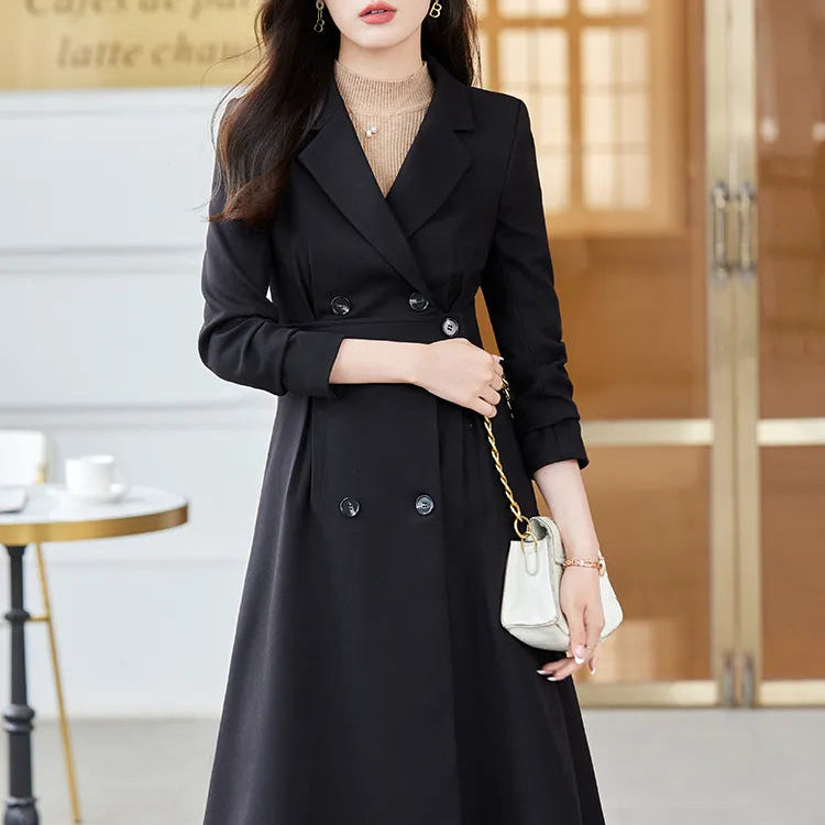 Office Ladies Formal Overcoat Suit For Women Black Apricot Coffee Two Piece Set Skirt Suits Autumn Winter Business Work Wear