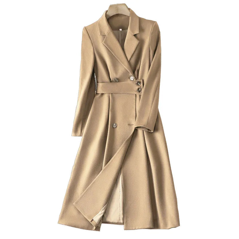 Office Ladies Formal Overcoat Suit For Women Black Apricot Coffee Two Piece Set Skirt Suits Autumn Winter Business Work Wear Apricot Coat