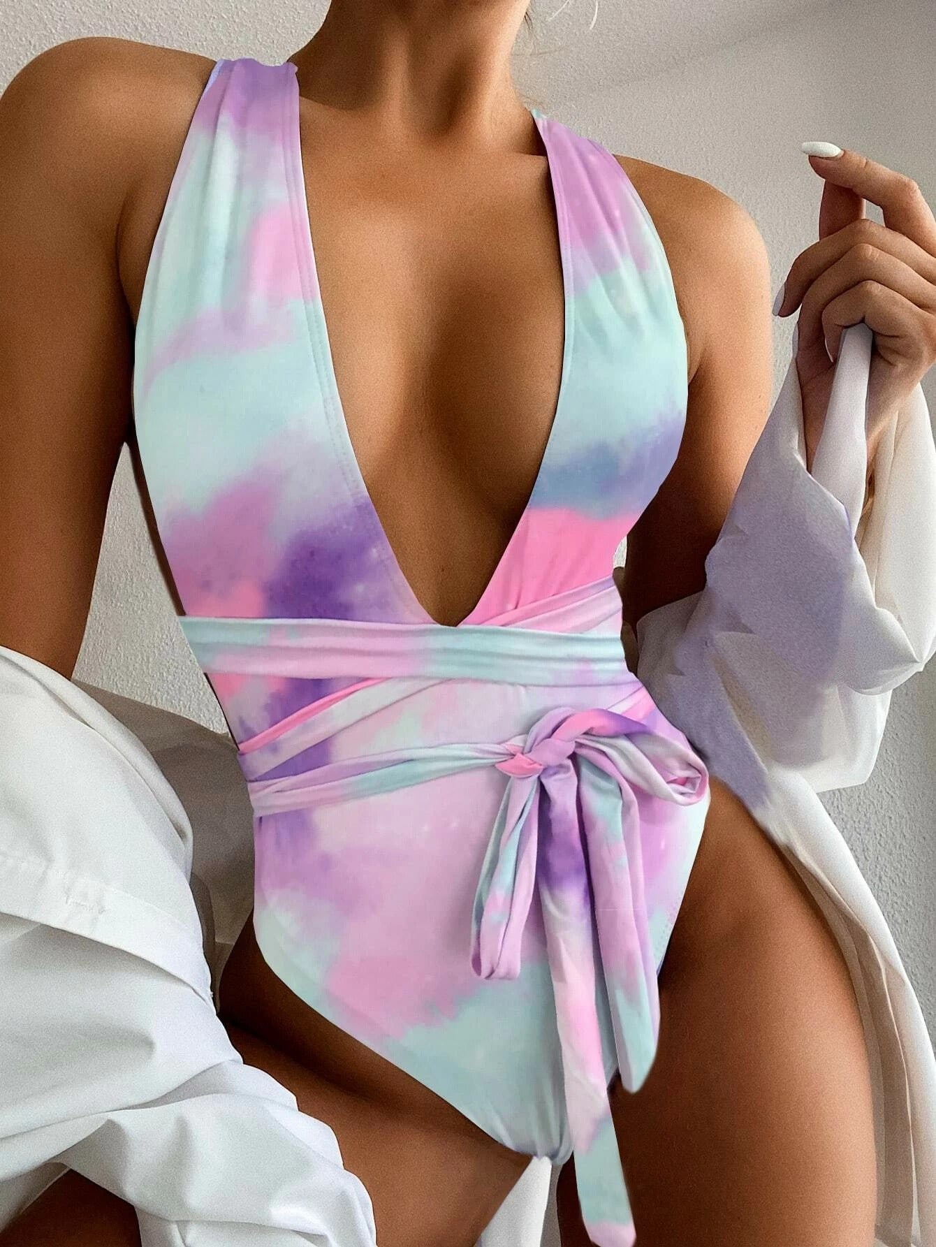 One-Piece Bikini Swimsuit Sexy Multicolor Ladies Swimwear Purple