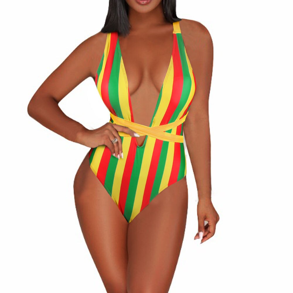 One Piece Caribbean Flag Rasta Body Shaping Monokini Swimsuit Swimwear Bathing Suit Africa
