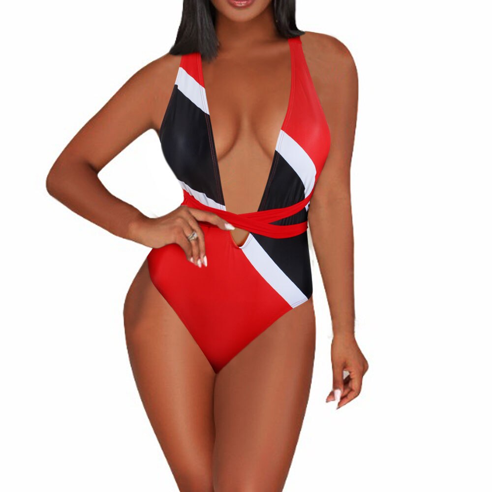 One Piece Caribbean Flag Rasta Body Shaping Monokini Swimsuit Swimwear Bathing Suit Trinidad and Tobago