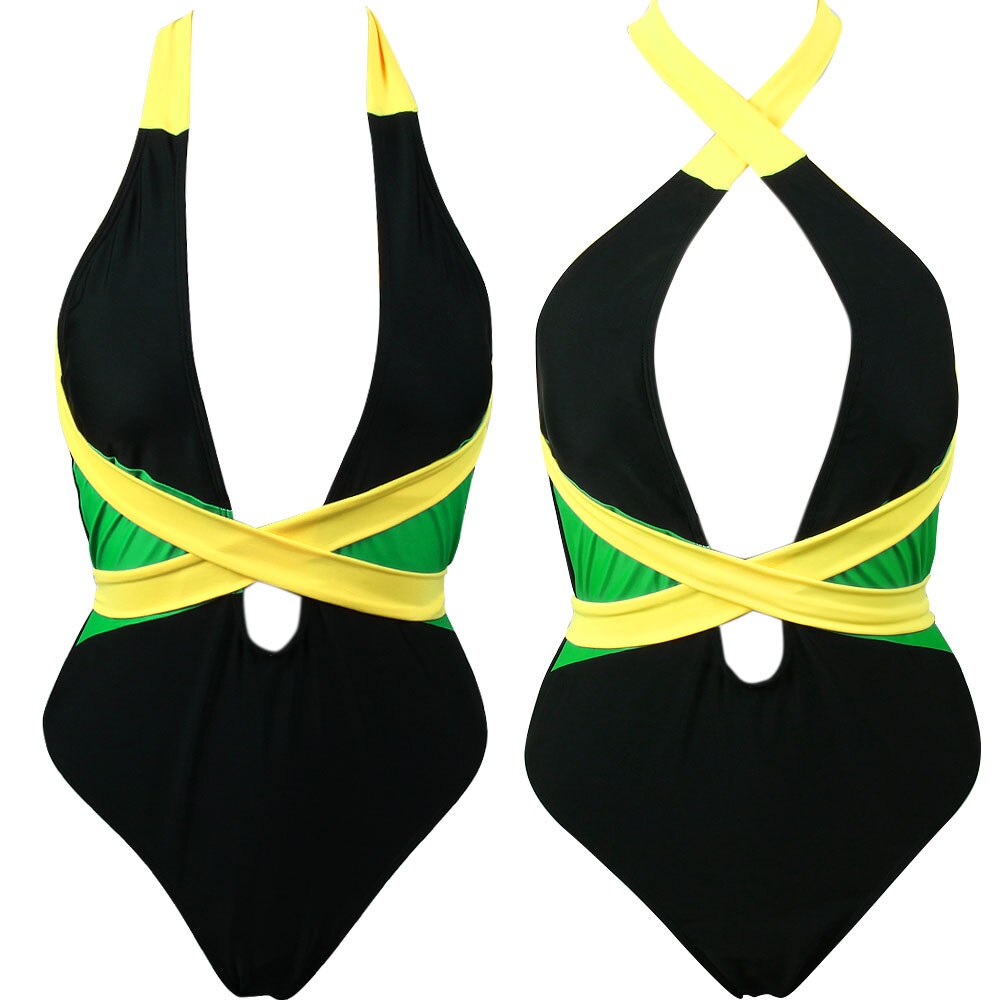 One Piece Caribbean Flag Rasta Body Shaping Monokini Swimsuit Swimwear Bathing Suit