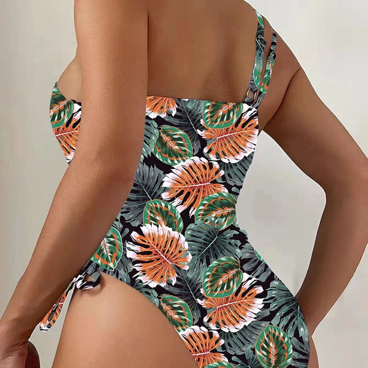 One Shoulder Cut Out Swimwear - One Piece Swimsuit Black And White Stripes Print Bathing Suit Beach Bodysuit Monokini