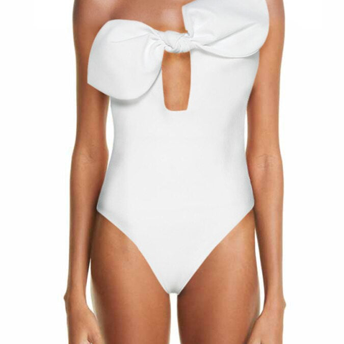 One-Shoulder Fashion One-Piece Swimsuit White