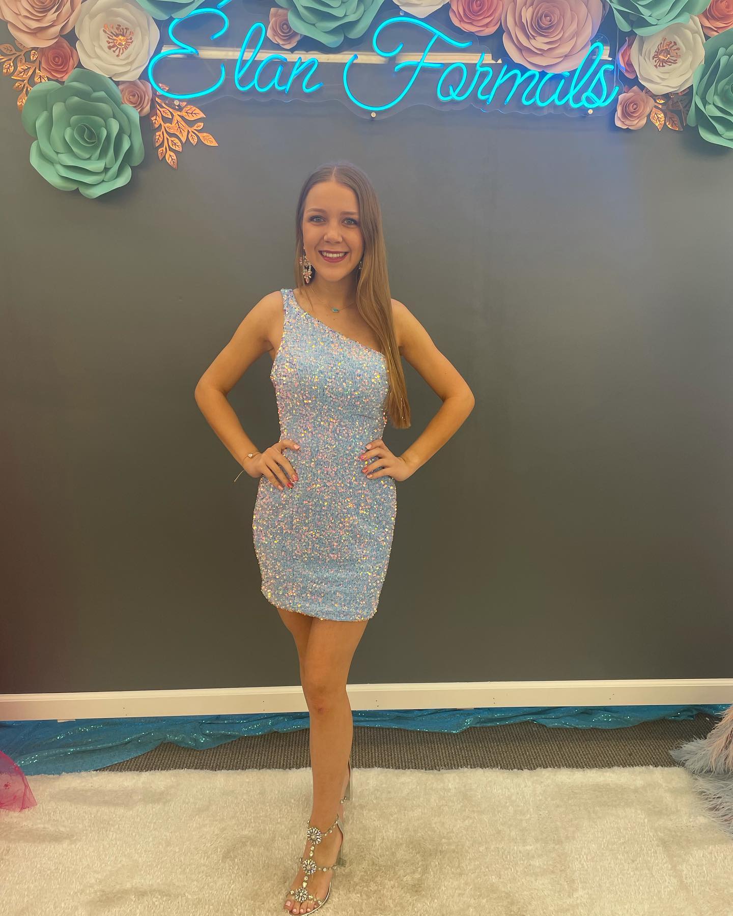 One-Shoulder Mini Cocktail NYE Dress 2022 Velvet Sequins Lady Formal Event Party Gown Sexy Club Night Graduation Hoco Gala Blue-One-Shoulder