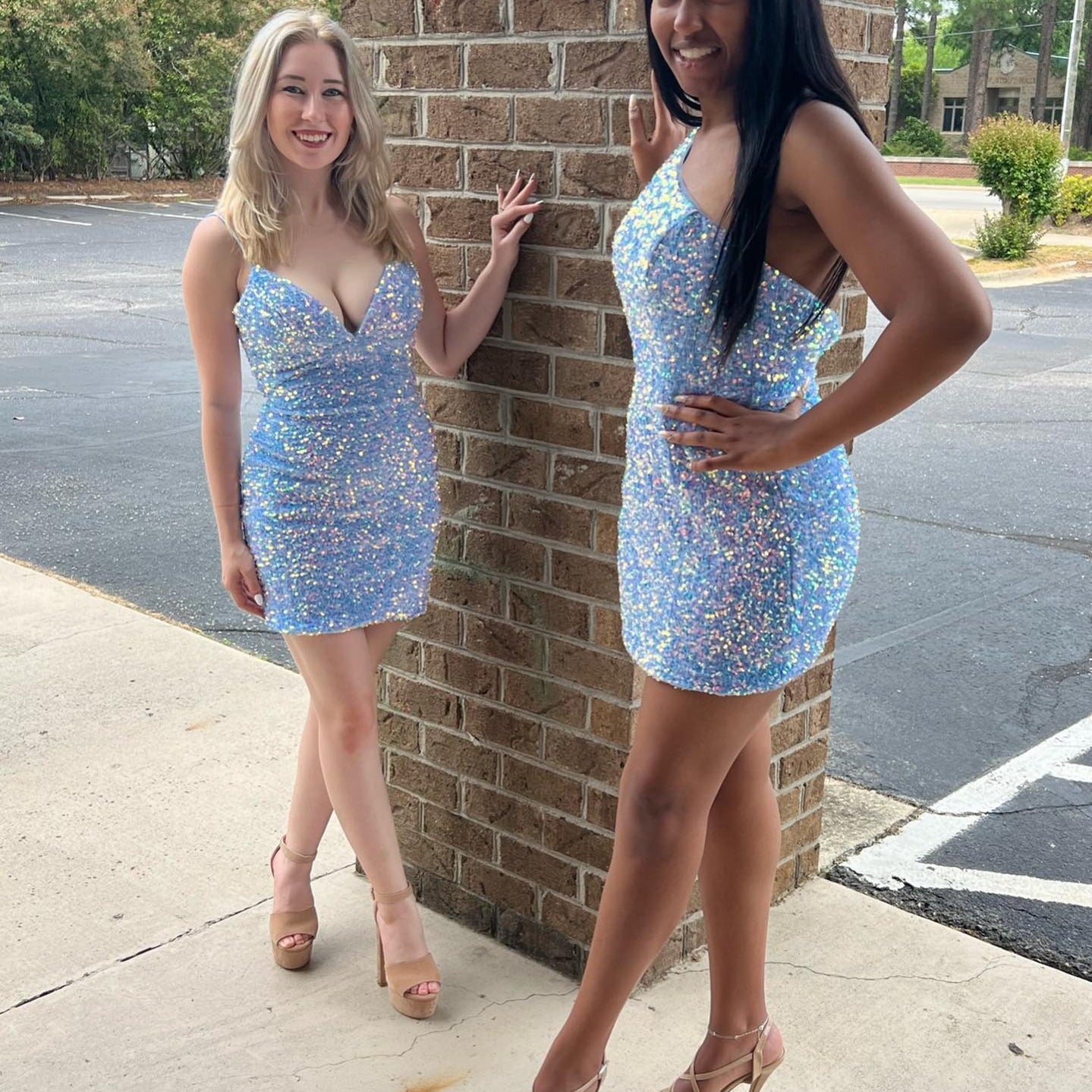 One-Shoulder Mini Cocktail NYE Dress 2022 Velvet Sequins Lady Formal Event Party Gown Sexy Club Night Graduation Hoco Gala Blue-Straps