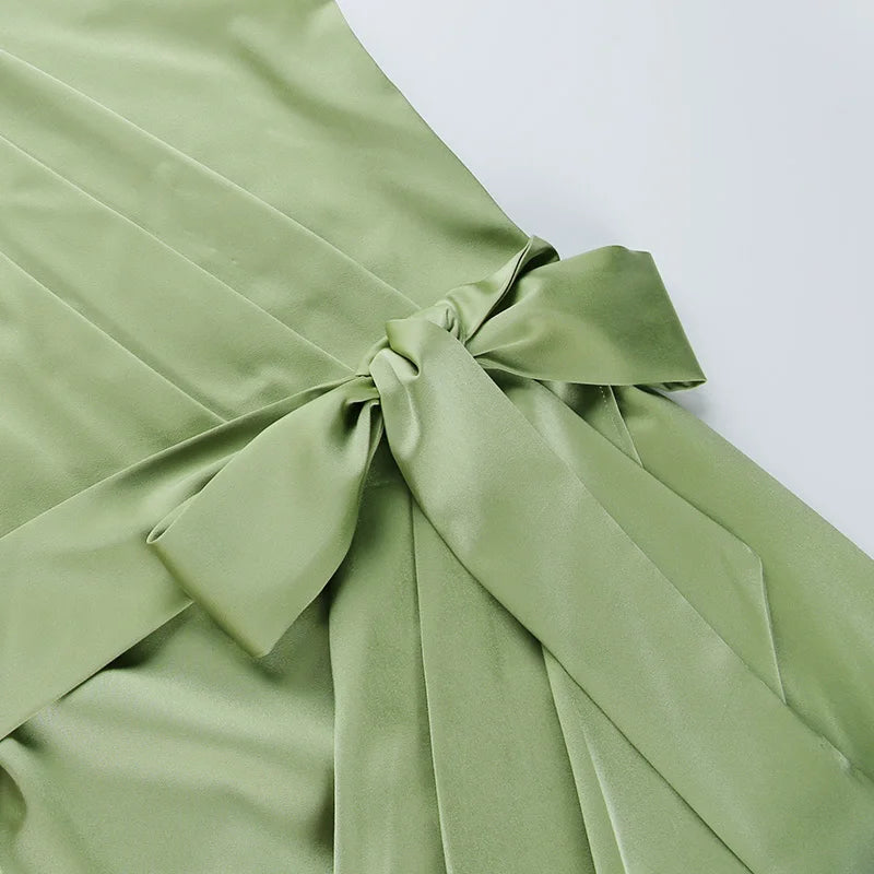 One Shoulder Ruched Design Party Dress Bodycon Slim Midi Dress Bandage Dress Retro Ruched Bodycon Dress