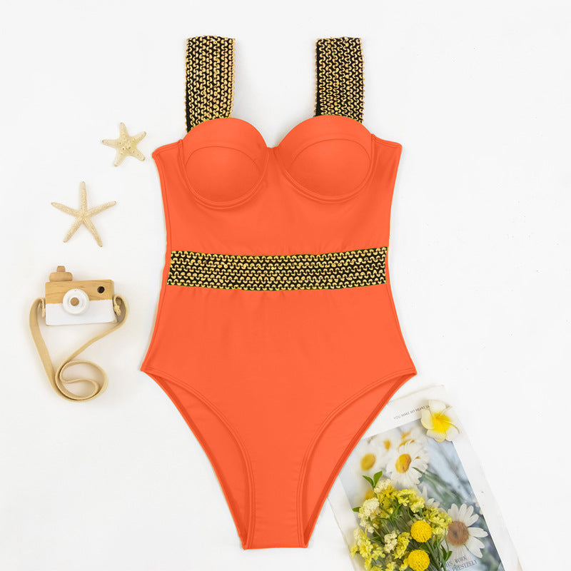 One-piece Swimsuit Sexy Bikini Women's Swimming Suit Orange