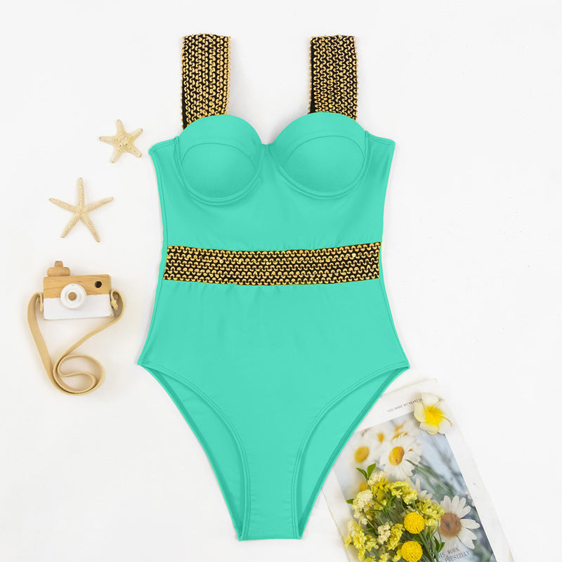 One-piece Swimsuit Sexy Bikini Women's Swimming Suit Lake green